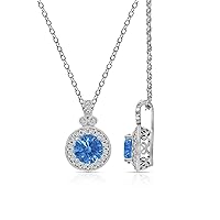 Amazon Collection Platinum-Plated Sterling Silver Infinite Elements Zirconia Round-Cut Antique Pendant Necklace