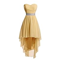 Short Sweetheart Ruched Chiffon Prom Homecoming Dress High Low Formal Party Ball Gown Gold 16