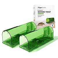 Set of 2 Reusable Mouse Trap | Catch and Release Mice Traps That Work | Best Indoor/Outdoor Mousetrap Catcher Small Rodent Capture Cage (Green)