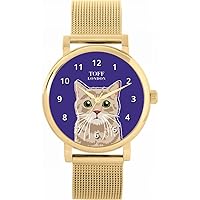 Beige Tabby Cat Head Watch Ladies 38mm Case 3atm Water Resistant Custom Designed Quartz Movement Luxury Fashionable