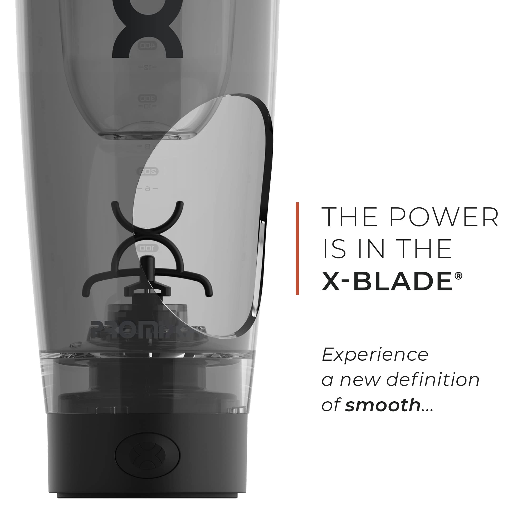 Promixx Charge Shaker Bottle - Device-charging Vortex Mixer with Supplement Storage, Easy-to-clean Tritan Cup (20oz | Black)