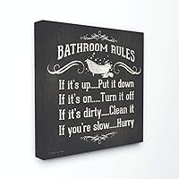Stupell Home Décor Bathroom Rules BW Icon Stretched Canvas Wall Art, 17 x 1.5 x 17, Proudly Made in USA
