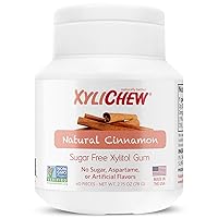 Xylichew 100% Xylitol Chewing Gum Jars - Non GMO, Gluten, Aspartame, and Sugar Free Gum - Natural Oral Care, Relieves Bad Breath and Dry Mouth - Cinnamon, 60 Count (Pack of 4)
