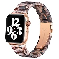 Bestig Compatible with Resin Apple Watch Band 41mm 40mm 38mm Stainless Steel Buckle Waterproof for iWatch Ultra SE Series 9/8/7/6/5/4/3/2/1 Replacement Strap for Women Men(Black Agate)