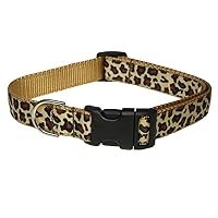 Medium Natural Leopard Dog Collar: 3/4