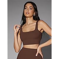 Women's Tops Shirts Sexy Tops for Women Low Back Tank Crop Top Shirts for Women (Color : Chocolate Brown, Size : Large)