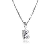 MiniJewelry A-Z Letter Initial Pendant Necklaces Alphabet Personalize Name Necklaces Gift for Women Girls Daughter Christmas Family Birthday Sisters Auntie Silver CZ