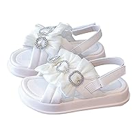 Fashion Summer Girls Rhinestone Bow Sandals Soft Bottom Princess Shoes Breathable Casual Daily Beach Shoes