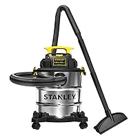 Stanley SL18116 Wet/Dry Vacuum, 6 Gallon, 4 Horsepower, Stainless Steel Tank, 4.0 HP, Silver+yellow