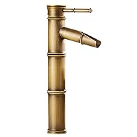 Antique Brass Bamboo Style Single Handle Lever Bathroom Deck Mounted Single Hole Faucet Vessel Sink Basin Mixer Tap