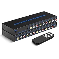 RCA Switch Box 4 in 3 Out: 4 Way AV Splitter 3 Output with Remote Control for Audio Video Distribution, RCA Splitter Switcher Composite Video L/R Audio Selector Box for DVD STB Game Consoles