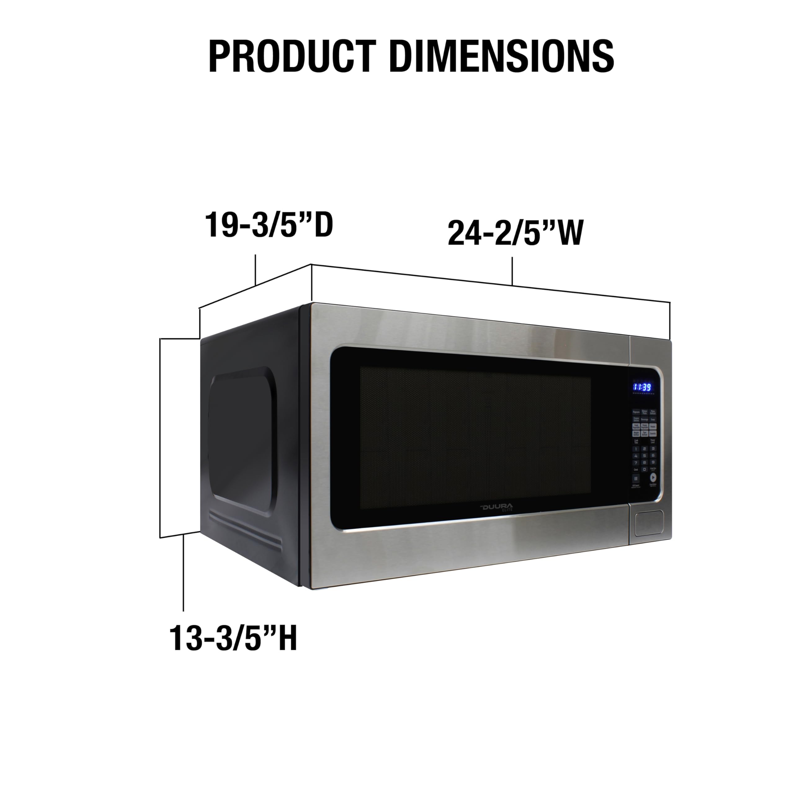 DUURA Elite DE220MWTSSS Microwave Oven Built-in 1200-Watts with 10 Power Levels Pre Settings and Express, Sensor and Speed Cooking and Silent Mode with Glass Turntable, 2.2-Cu.Ft, Metallic