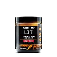 BEYOND RAW LIT | Clinically Dosed Pre-Workout Powder | Contains Caffeine, L-Citrulline, Beta-Alanine, and Nitric Oxide | Fruit Punch | 30 Servings
