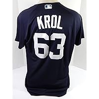 2021 Detroit Tigers Ian Krol #63 Game Issued Pos Used Navy Jersey ST 46 614 - Game Used MLB Jerseys