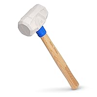 REAL STEEL White 16 Oz Rubber Mallet Hammer with Hickory Wood Handle for Flooring Woodworking et 0315