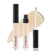 PHOERA Liquid Concealer,Full Coverage Concealer,Multi-Use Makeup Concealer for Acne,Dark Circles,Tattoo,Freckles,High Adherence Hydrating Face Concealer for Women Mens(101# LIGHT)