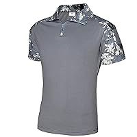 Men's Camo Polo Golf Shirt Outdoor Tactical T-Shirts Quick Dry Military Combat Tee Lightweight Work Collared Tshirt