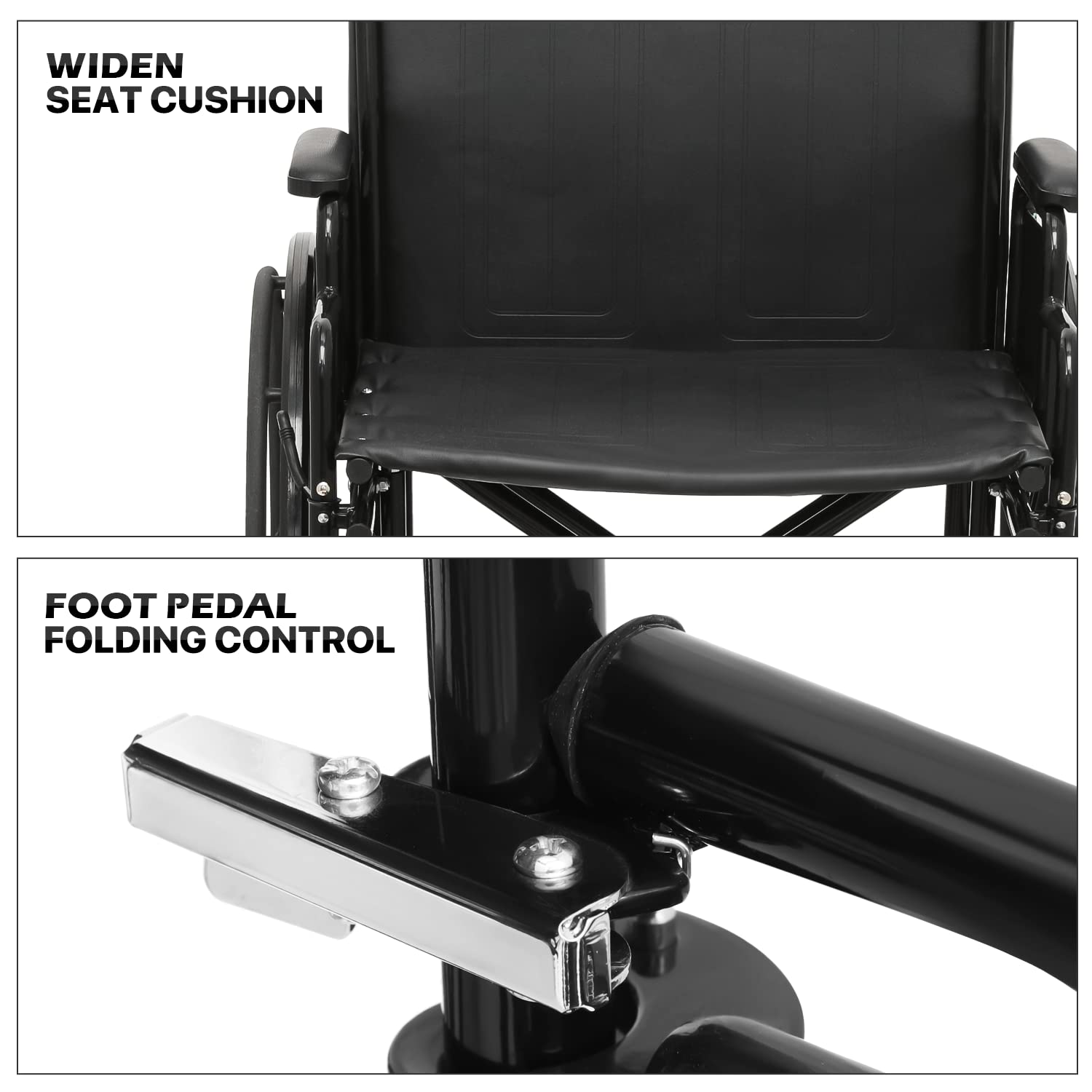MoNiBloom Lightweight Foldable Wheelchair Folding Self Propelled Transport Wheel Chair with Swing-Away Adjustable Footrest, 24