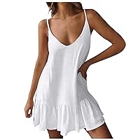 Tank Dresses for Women 2024 Summer Mini Dress Casual Beach Vacation Outfits Sexy Spaghetti Strap Dress Womens Trendy Clothes