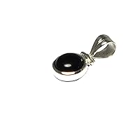 Art Gecko Small Round Black Onyx Sterling Silver 925 Gemstone Pendant