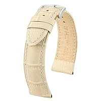 HIRSCH Duke Alligator Grain Calf Leather Watch Strap w/Stainless Steel Buckle - Water Resistant Finish