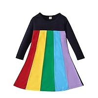 Clothes Toddler Baby Kids Girls Suit Beautiful Rainbow Long Sleeves Dress Kid Girl Long Sleeve Dresses