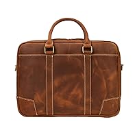 Men's Vintage Crazy Horse Leather Briefcase Business Handbag 14