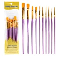 10 Pieces of Brush Set Suitable for Children's Oil and Watercolor Acrylic Brushes (Color : Black, Size : As Shown)