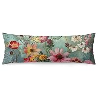 Body Pillow Cover Vintage Americana Flowers Body Pillowcase Bed Large Soft Body Pillow Covers French Country Flower Long Case Protector with Zipper for Bedding Couch 20x54inch