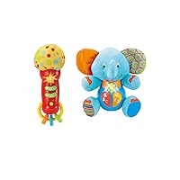 KiddoLab Musical Delights: Baby Microphone & Plush Elephant Duo - Interactive Lights, Melodies & Textures for Infants & Toddlers Aged 3-36 Months.