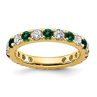 3.26mm 14k Gold Lab Grown Diamond SI1 SI2 G H I and Created Emerald Eternity Band Size 6.00 Jewelry for Women