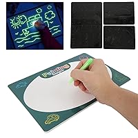 Writing and Drawing Board for Kids to Learn Numbers and Alphabet Letters 3 Templates with Fluorescent Pen for Boys and Girls
