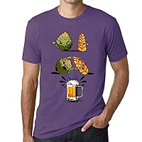 Men's Graphic T-Shirt Design Fusion Beer Eco-Friendly Limited Edition Short Sleeve Tee-Shirt Vintage Birthday Gift Novelty Light Purple XL