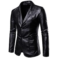 2023 Spring Autumn Fashion New Men's Lapel Leather Dress Suit Coat Male Business Casual Pu Blazers Jacket