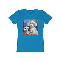 Maltese Puppies Women's Slim Fitted Ringspun Cotton Tee