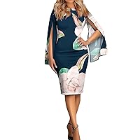 Plus Size Formal Dresses for Women Pink,Womens Large Round Neck V Neck Printed Dress Slim Fit Dress for Women P