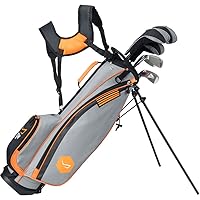 Junior Packaged Golf Sets Ages 9-12 Drvr/Fwy/Hyb/3Irns/Putter/Bag Graphite Orange/Grey Right