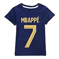 Classic Mbappe Graphic T-Shirts Boys Girls Casual Summer Tees,Soft Short Sleeve Cotton Tops for Daily Wear Dark Blue