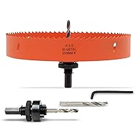 8 Inch Hole Saw with Arbor for Metal Wood Plastic, 8 in Bi-Metal Hole Cutter for Different Project with Smooth and Flat Drilling Edge, Fast Chip Removal，Lighter and Portable