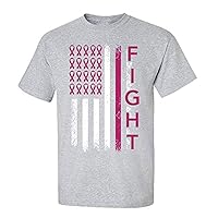 Cancer Awareness Fight Breast Cancer Adult Short Sleeve T-Shirt-Sports Gray-6XL