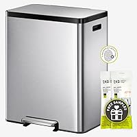 EKO EcoCasa II 36L+24L Dual Trash Can with Recycle Bin, Stainless Steel Garbage Can with Lid, Deodorizer Compartment, Odor-Proof and Fingerprint Resistant