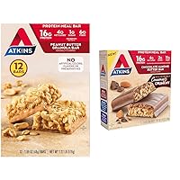 Atkins Peanut Butter Granola Protein Meal Bar, High Fiber & Chocolate Almond Butter Protein Meal Bar, Keto Friendly, 5 Count