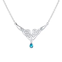 Bling Jewelry Simulated Gemstone Purple Blue Good Luck Friendship Trinity Irish Love Knot Triquetra Infinity Statement Celtic Necklace V Collar Pendant For Women Couples .925 Sterling Silver