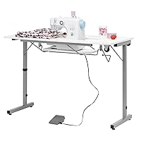 Rollaway II Compact Portable Folding Sewing Table, Silver/White