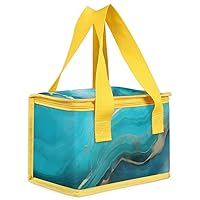 Lunch Bag Marbling Pattern Small Insulated Lunch Box Leakproof Tote Bag with Handle Marble Liquid Texture Portable Reusable Cooler Meal Prep Organizer for Work Picnic Office Travel Beach Sports