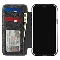 Case-Mate Wallet Folio iPhone 13 Case - Black [10FT Drop Protection] [Compatible with MagSafe] Magnetic Flip Shockproof Cover Made with Genuine Pebbled Leather, Landscape Stand, Cash & Card Holder