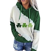 GRASWE Women's St. Patrick's Day Hoodie Sweatshirts Irish Shamrock Clover Print Casual Pullover Tops