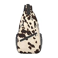 Cow Fur Print Cross Chest Bag Diagonally,Sling Backpack Fashion Travel Hiking Crossbody Shoulder Bag For Men Women