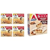 Atkins Soft Baked Vanilla Macadamia Nut Protein Bars, 15g Protein, 1g Sugar, 4 Packs (20 Bars); Vanilla Caramel Pretzel Protein Meal Bars, 15g Protein, 2g Sugar, 5 Count