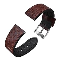 Anbeer Genuine Leather Watch Band for Men and Women,18mm 20mm 22mm Quick Release Replacement Watch Strap,Rhombic Stitched Wristband Bracelet,Stainless Steel Clasp